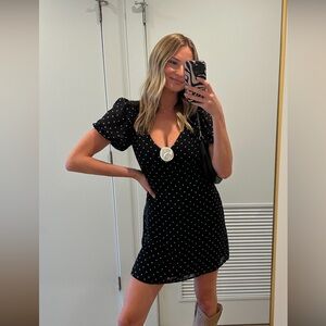 Wayf Black Polka Dot Mini Dress